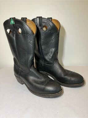CANADA WEST  Black Leather Western Work / Motorbike Boots STEEL TOE CSA
Size 9.5